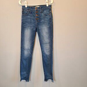 Madewell High Rise Skinny Jeans Womens 26 Button Fly Raw Hem